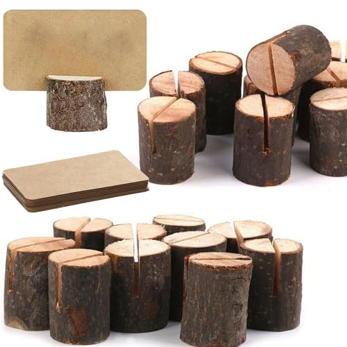 50 Stück Kartenhalter Aus Holz, Holz Hochzeit Platzkartenhalter, Platzkartenhalter Memohalter, Fotohalter Platzkartenhalter, Holz Kartenhalter Hochzeit, für Tischnummer, Namenskarte, Geburtstage