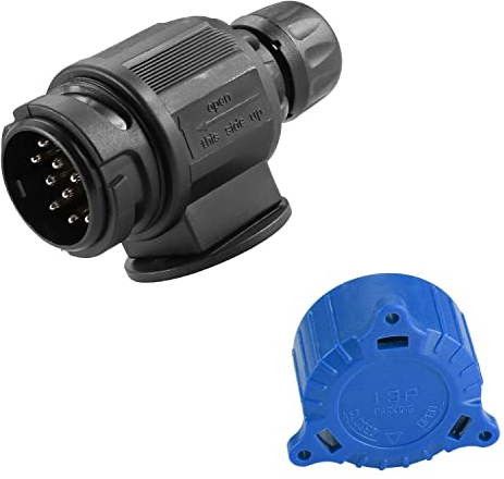ETUKER 13 Pin Trailer Plug,12V Waterproof 13 Pin Trailer Plug Connector, for Truck RV Cars Caravan/Trailer Accessories Adapter(Short)