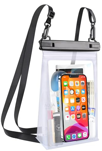 MR.LUYU Funda Impermeable Móvil, Gran Capacidad IPX8 Universal Bolsa Estanca Movil Funda Acuatica Movil para iPhone 14 Pro MAX 13 Pro 12 11 XR X 8 Galaxy S23 S22 S21 S20 Huawei Xiaomi hasta 7''