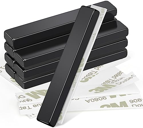 Wukong 60×10×5mm Imanes Neodimio Potentes, 8 Pezzi Imanes Adhesivos Iman Negro, Imanes Pequeños Imanes Neodimio Rectangulares para Cocina, Oficina y Almacén