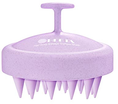 HEETA Scalp Massager, Head Massager for Hair Growth with Soft Silicone Bristles to Remove Dandruff and Reduce Detangling, Scalp Scrubber for Hair Care, Wheat Straw Material, Purple