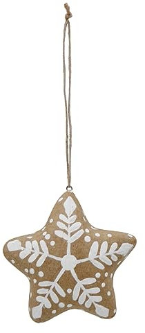 ZauberDeko Christbaumschmuck Kraft Papier Stern Natur Weiß Hängedeko Weihnachten 8cm Hoch, Modell:Modell3