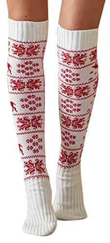 Overknee Socken Damen - Warme Wintersocken, Stricksocken, Weihnachtssocken, Kniestrümpfe, Strumpfhosen, Kuschelsocken für Winter