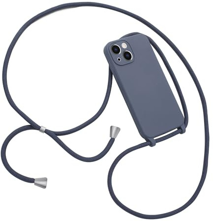Emlivi Handykette Hülle für iPhone 12, Necklace Handyhülle mit Kordel zum Umhängen Schutzhülle, Weich Schultergurt Silikonhülle,TPU Cover mit Stylische Band, Kette Case für iPhone 12, Dunkelblau