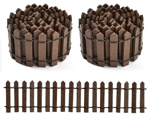 Maison Poupée Décoration, 2 Pièces Miniature Décoration de Jardin, Miniatures Bricolage Fée Jardin Décoration Clôture, Accessoires Maison de poupée Miniature, Mini Simulation Cabine Décoration (Brun)