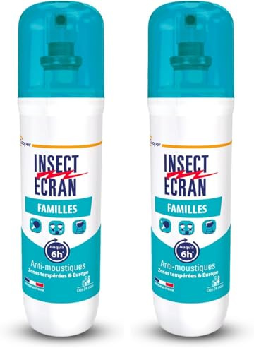 INSECT ECRAN - Anti-moustiques - Spray répulsif peau - Protection contre les piqûres de moustiques - Familles - 100 ml (Lot de 2)
