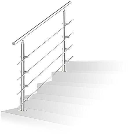 Daromigo Pasamanos de acero inoxidable para exteriores, barandilla para escaleras interior y exterior, barandilla para escaleras con/sin travesaños, barandilla para escaleras, parapeto, balcón (150 cm