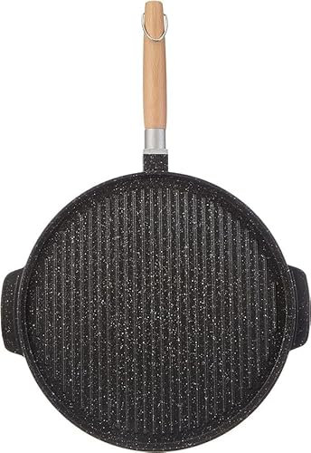 LA CASA DI EVA Padella Grill Doppia Antiaderente Ø28 cm per Piadina Testo Umbria Marche, verdure pesce carne, Alluminio