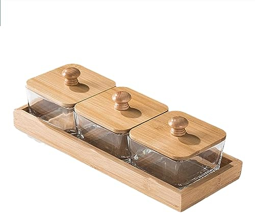 Geteiltes Obsttablett mit Deckel, geteiltes Serviertablett aus Holz mit Deckel, quadratisches Snack-Serviertablett, Snack-Organizer, Obstteller für Partys, Aufbewahrungsbox für Süßigkeiten 3 (3)