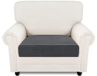 Easy-Going Sofa Seat Cushion Covers Armchair, 1 Piece Stretch Jacquard Sofa Slipcover, Non Slip Pet Dog Couch Cushion Covers, Replacement Caravan Single Seat Covers Furniture Protectors, Dark Grey