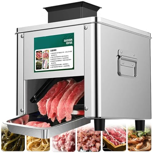 Tagliacarne 850W, Affettatrice Elettrica Commerciale in Acciaio Inossidabile Taglierina Taglierina, Affettatrice Taglierina per Carne di Maiale per Ristorante Macelleria, Facile da Pulire,7mm
