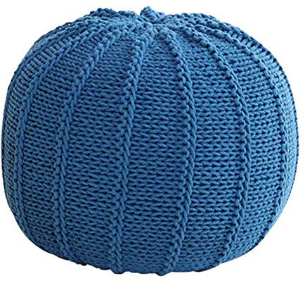 MEILISHAOMEI Handgestrickter runder Pouf,geflochtenes Baumwollseil im Kabelstil,bequemer Sitzhocker