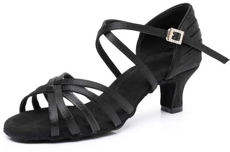 Rosefinch Kvinnors klassiska latinska dansskor professionella dansskor balsal fest salsa fitness dansskor 5/7 cm klack, 2,5-7 tum, Svart 5 cm klack, 39 EU