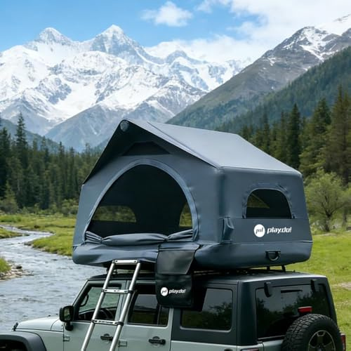 BOOMLATU Shell Wing Inflatable Floatable Rooftop Tent - 2 Man Portable Easy Set-up Four Season Windproof， Waterproof and Sun Resitant Camping Dome Roof Top Tent Suitable for Cars, SUVs, Travel