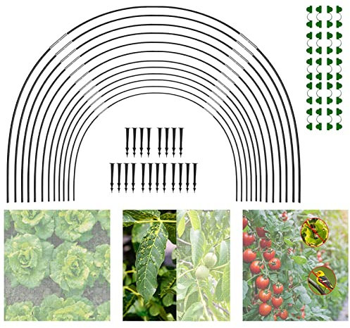 Cerchi per serra | Cerchi di supporto in fibra di vetro | Tunnel per la coltivazione del telaio | Cerchi da giardino | per tunnel per serre per reti da giardino, aiuole rialzate per piante