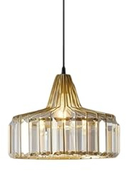 ZTTECH Lampadario Moderno in Cristallo e Metallo Altezza Regolabile Attacco E27 Compatibile con Lampadine Dimmerabili per Cucina Sala da Pranzo Camera da Letto (Dorato, 25cm)