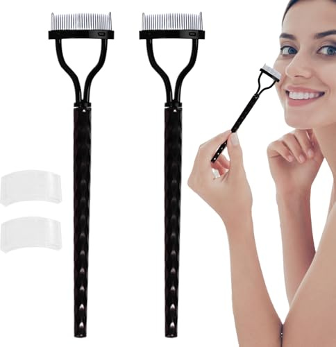 Peine De Pestañas De Metal, Peine De Pestañas De Ojos | 2 Paquete De Dientes De Metal Con Pestañas Formadoras Con Cubierta - Cepillo De Cejas, Herramienta De Preparación, Aplicador De Maquillaje De Ce