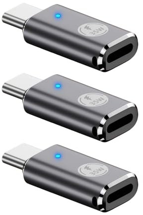 XXHUO Adaptador Lightning a USB C, 3 unidades, adaptador Lightning hembra a USB C macho, adaptador compatible con iPhone 15/16 Plus Pro Max, Galaxy S24, i-Pad Air, no para audio/OTG, color gris