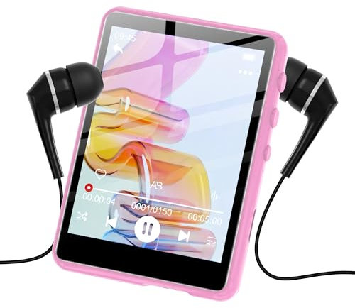 SWOFY 128GB MP3-Player mit Bluetooth 5.3-2,4-Zoll Touchscreen, HiFi-Klang, integrierter Lautsprecher, Aufnahmefunktion, FM-Radio, Kann auf 512 GB erweitert Werden (Rosa)