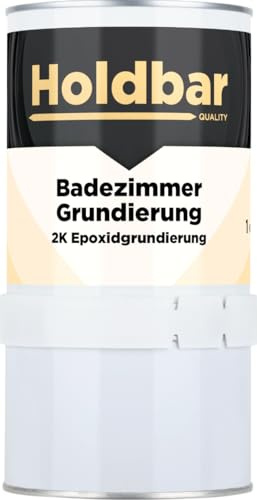 Holdbar Badezimmer Grundierung 1 kg - Wasserfest - Transparent - PU 2 komponenten grundierung - Farbe für Wand & Boden - Notwendig auf Beton, glasierten Fliesen und Stein