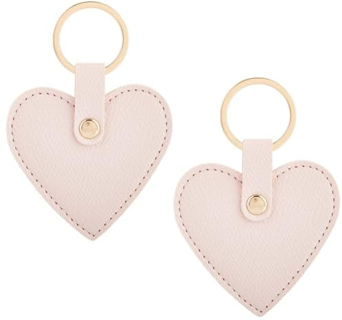 CALFOVERA 1 Stück PU Leder Herz Schlüsselanhänger Schlüsselring Organizer Niedliche Frauen Herzförmige Anhänger Schlüsselanhängerhalter Mit Schlüsselring Autozubehör (Pink)