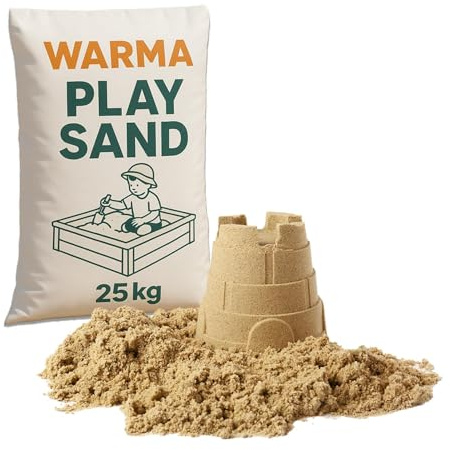 25kg Bags Warma Premium Grade Play Sand - Non Toxic - Natural & Triple Washed - Suitable For Childrens Kids Indoor & Outdoor Sensory Play Areas Sandpits - 1 x 25kg Bag