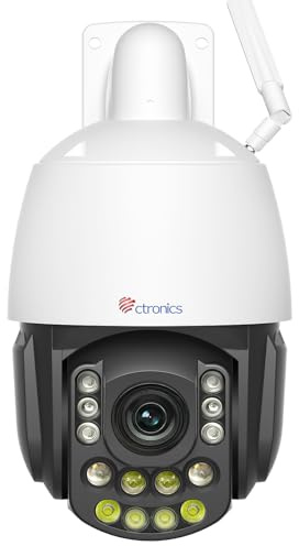 Ctronics Zoom Optique 30X, Vision Nocturne IR 180 m & Couleur 80 m, 5MP Caméra Extérieure Wi-FI, Suivi Auto, 60 Positions & 2 Patrouilles, Wi-FI Double-Bande, PC/App, Métal, 128GB TF/Cloud/FTP/NVR