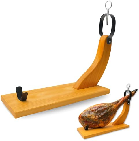 CHEFZOCO Jamonero de Madera, Jamonero Profesional, Soporte para jamón, Fabricado en España, Diseño Venecia, Apto para Pata y Paleta de jamón Serrano e ibérico, 39 x 40 x 16 cm, Madera