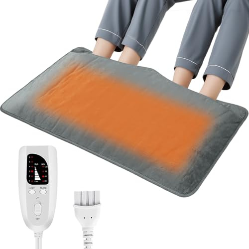 Foot Warmer Electric, Afenau 30‘ x 16’ Electric Foot Warmer with 6 Heating Settings 4 Timers, Machine Washable Feet Warmers for Women Men, Ultra Soft Foot Heater Warmer for Home Use (Gray)