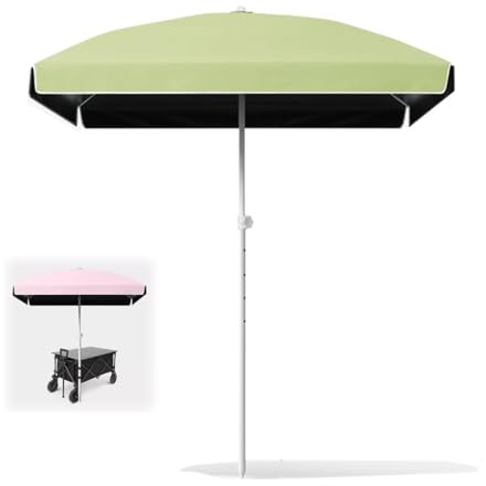 Ombrellone quadrato da giardino per esterni, 160 x 160 cm, resistente ai raggi UV, parasole per spiaggia, campeggio, balcone, terrazza, elegante baldacchino verde
