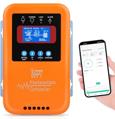 【100A Bluetooth WLAN MPPT Laderegler Solar 12V】KWODE Solar Laderegler 12V/24V/36V/48V Solar Ladegerät Controller Solarpanel Solarladeregler MPPT für Blei Säure,Gel,Phosphat,Terner,Lithium Batterien