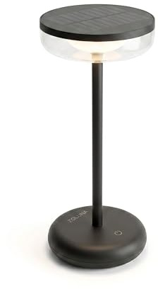 ZOLUNA Bobbie Solarlampen für Außen Tisch, 2700k, IP44 Wasserdicht, Outdoor Tischlampe, Solar Tischlampe Outdoor Stehlampe, LED Outdoor Lampe, Solar Tischleuchte, 11x11x26,5cm, Schwarz