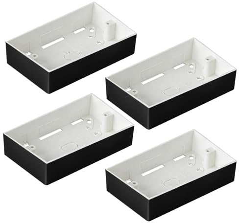 4 PCS Pattress Box, Surface Mount Back Box 35mm Deep Black Gang Dry Lining Back for Electrical Fittings Flush Mount Surface Installations Faceplate Fits M4 Screws