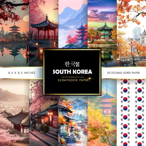 South Korea scrapbook paper: Double-Sided Decorative Craft Papers for JunkJournals, Wrapping, Card Making, Mixed Media & More