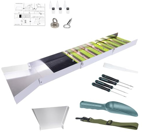 Schürfwerkzeug-Set – 1 Set Ausrüstung, Goldgewinnungszubehör, tragbarer Schleusentrog-Bausatz | Robuste Metallsammelkomponenten, feldbereites Explorationsdienstprogrammpaket für Entdeckungsgrabungen
