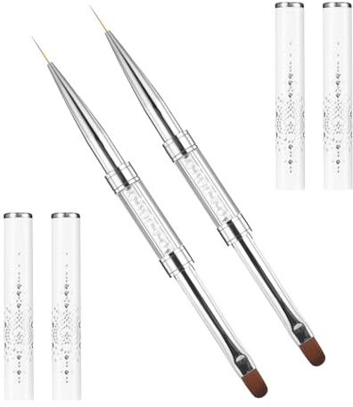 LIQWEI 2 Stück 2 in 1 Pinsel für Gelnägel Dual-Ended Nagelpinsel Gelpinsel | Nägel Nageldesign Pinsel Nailart Pinsels Fineliner Gel-Pinsel Linienpinsel für Nägel Selber Machen