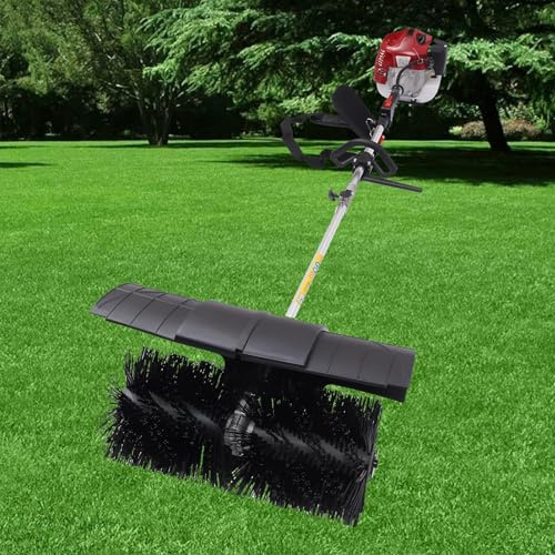 LFHWHKJ Portable Gas Powered Sweeper Broom, Gas Power Broom 52CC 2.3HP Handheld Gasoline Walk Behind Sweeper Push Brush, Large Capacity Fuel Tank for Driveway, Patio & Lawn Cleaning.