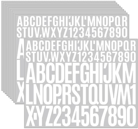 10 Blätter Buchstaben Aufkleber, Klebebuchstaben, 25mm + 50mm (Weiß)