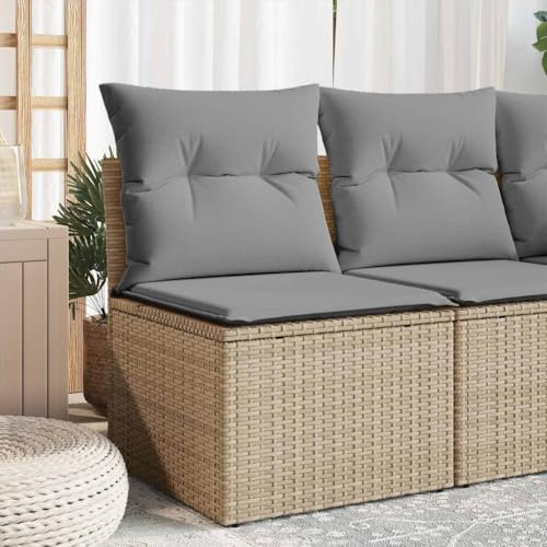 YuuSsea Garten-Ecksofa aus Poly Rattan mit Kissen, wetterfestes Lounge-Sofa für Balkon, Terrasse und Wintergarten, beige, modulare Sitzgruppe mit Stauraum und wasserabweisendem Beutel