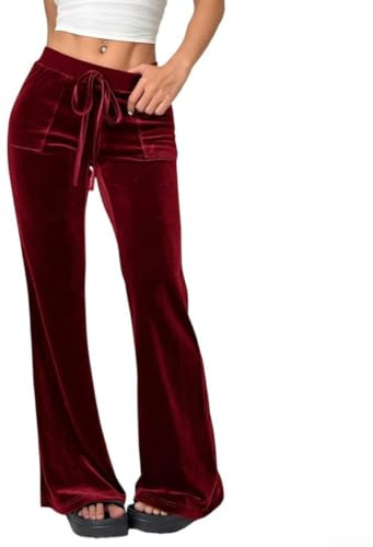 Moliuoly mjuka stretch sammetsbyxor dam eleganta svarta | Mjukt velourtyg, hög linning, bred skuren, storlek S till 2XL, elegant draperad
