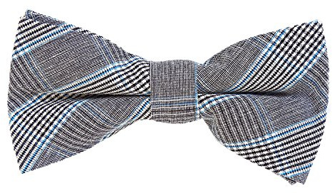 DonDon Pajarita de algodón para hombre 12 x 6 cm de tweed look ajustable y lista para usar - gris-azul a cuadros