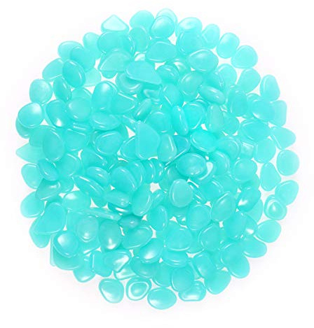 OUNONA 200 st¨¹cke Leuchtsteine. leuchtende Kiesel Fluoreszierende Steine f¨¹r Aquarium Ggarten Hof Dekorationen (blau)