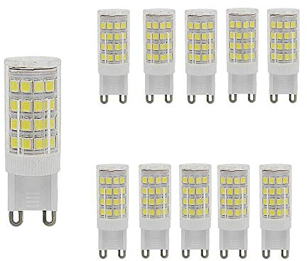 OUGEER 10er Stück G9 LED Lampe, 4W entspricht 40W Halogenlampe Kaltweiß 6000K 400LM AC 220-240V Non-dimmable LED G9 Birne