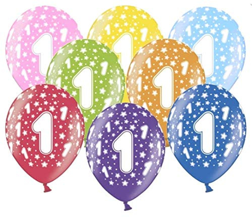 10 kunterbunte Luftballons 1 Made in EU Luftballon 1. Geburtstag Junge Mädchen Ballons 1 Metallic 30cm Ballon Zahl 1