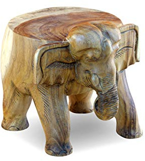 Kinaree Blumenständer Elefant BAGO - 35cm Blumenhocker aus Akazie in Form eines Elefanten