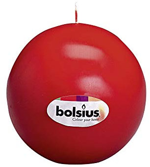 Bolsius - Candela sferica, Ø 7 cm, colore: Rosso