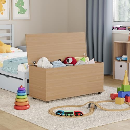 Vida Designs Leon Spielzeugkiste Kiefer Holz Kinder Aufbewahrungsbox Truhe mit Deckel Abdeckungen und Decken Kinder Tidy Bin