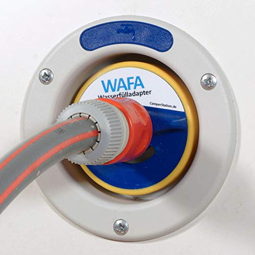 WAFA W3A - Adaptateur de réservoir d'eau à 3 broches pour raccord de tuyau Gardena sur camping-car - Couvercle de 78 mm