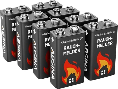 Absina 401005-8 - Batteria 6LR61 (9V) alcaline), 9 V, 8 pezzi