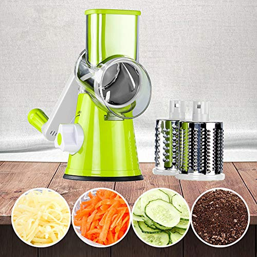 Manuelle Gemüseschneider Tischplatte Trommel Rund Mandoline Slicer Zwiebelkartoffel Karottenreibe Mit 3 Chopper-klingen Küchen-gadgets